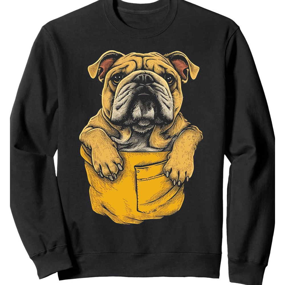 Long Sleeve Shirts for Men sweatshirt Bulldog Pocket Funny Dog Lover Puppy Gift Graphic Tees Sweatshirt T shirt Tee Streetwear Casual tops clothes