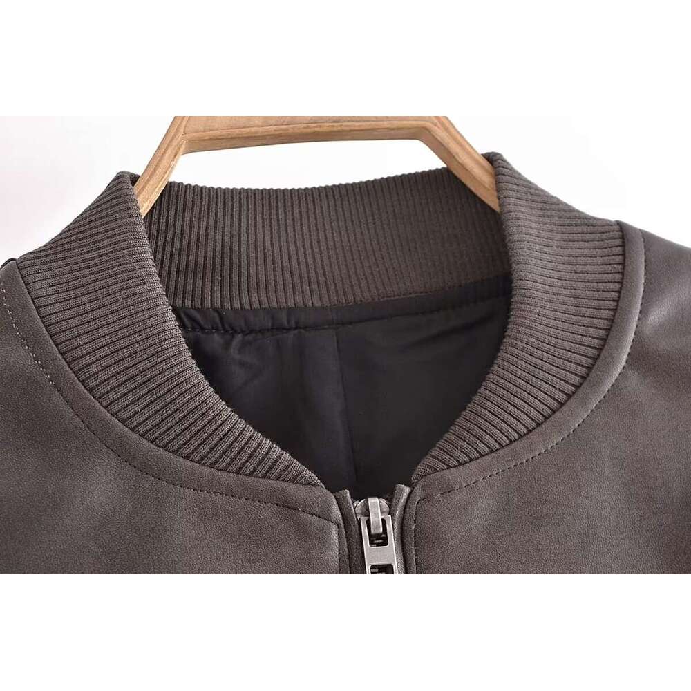 shanshi leather jacket women autumn new women's clothing faux leather pilot solid color top jacket for women