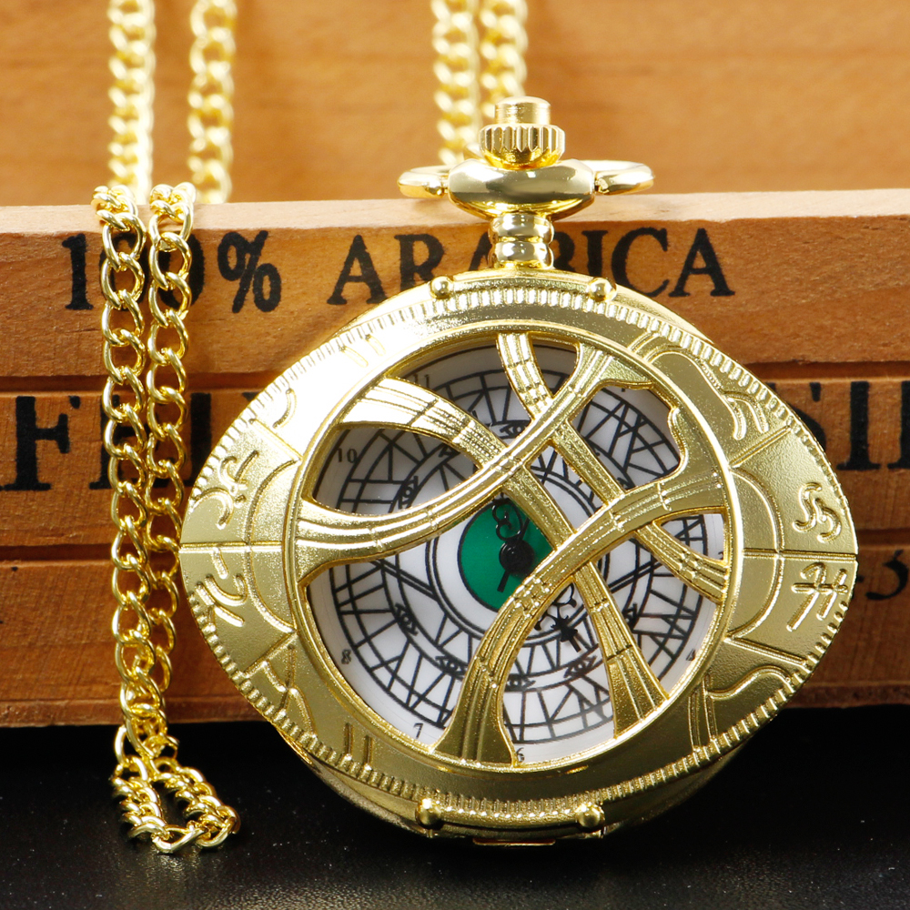 Luxury Gold Hollow Pocket Watches Eyes Design Personality Vintage Classic Quartz Pendant Pocket FOB Watch relogio masculino