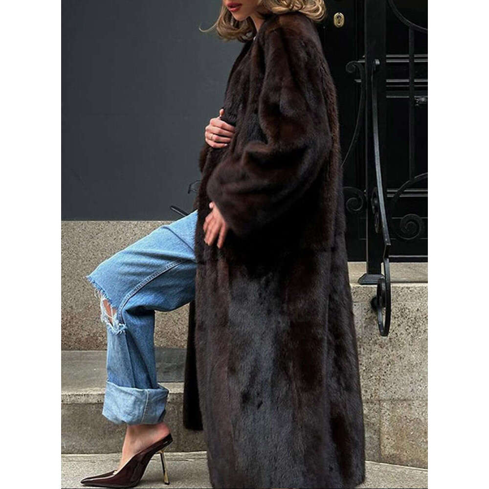 shanshi fur coat women autumn winter new solid color jacket long mink fur warm comfortable fashionable and casual