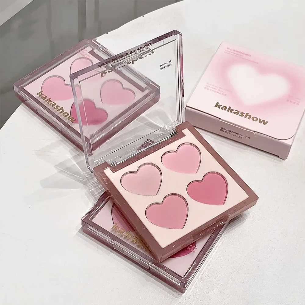 Kakashow Four-Color Heart Blush Palette -Fine Texture Natural Color Blush Powder for BrighteningCute Packaging DesignXJ241111