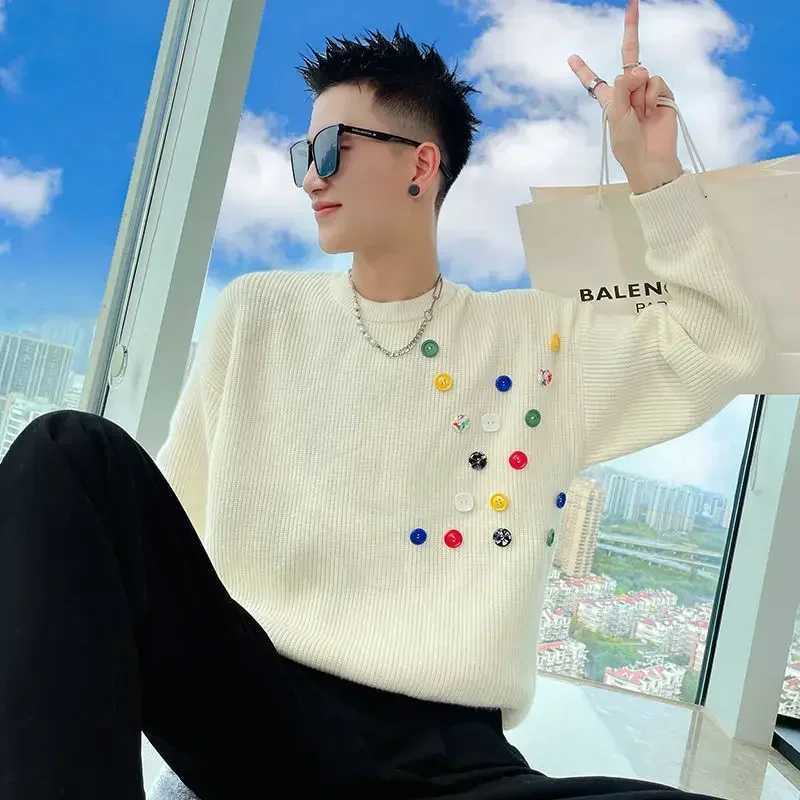 New Arrival Mens fashion designer luxury Crewneck knitted sweater mens button round neck white plow best-selling product S X Z241111