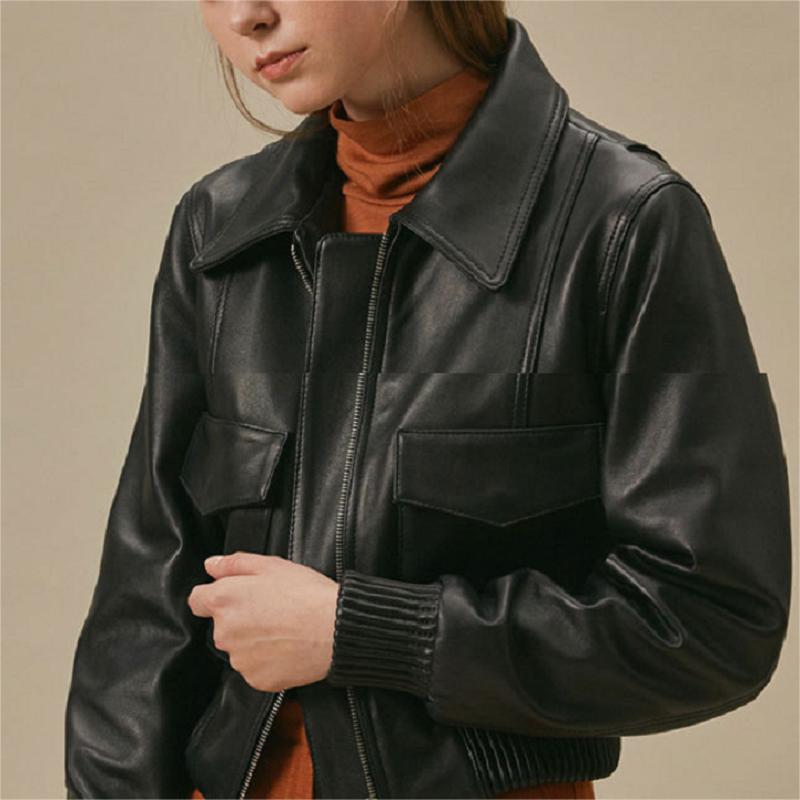 Sheepskin Leather Jacket Women Spring Autumn Vintage Locomotive Short Baseball Lapel Casual Loose Real Leather Chaquetas Bomber