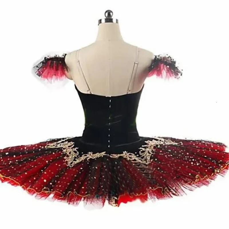 Black and Red Professional Tutu La Esmeralda Performance Ballet Tutu Platter Pancake Tutu Dress Childrens Ballet Dancer Party Costume 241111
