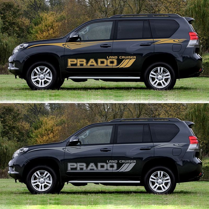 2PC Car Styling For Toyota Land Cruiser Prado 150 120 100 Car Door Side Stickers Auto Styling Tuning Decorative Decals For Prado