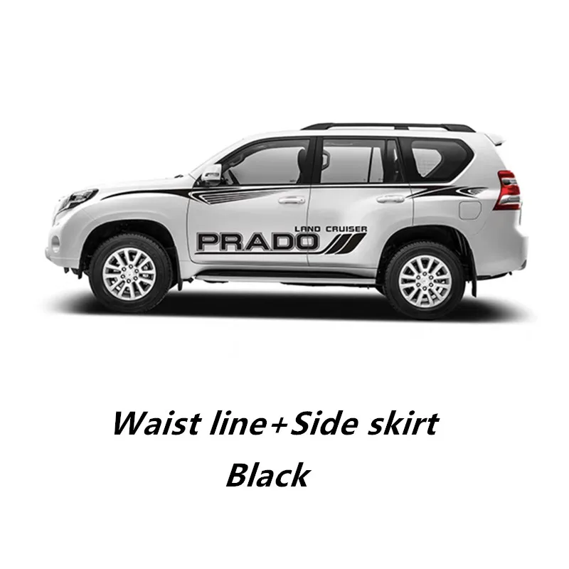 2PC Car Styling For Toyota Land Cruiser Prado 150 120 100 Car Door Side Stickers Auto Styling Tuning Decorative Decals For Prado