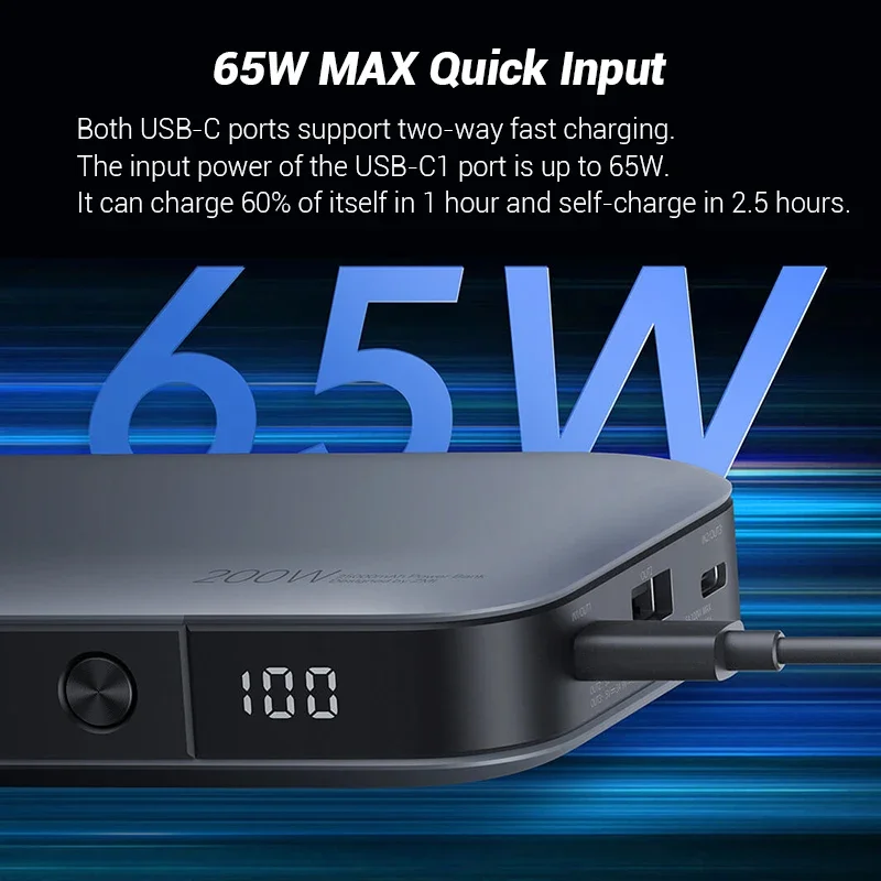 ZMI QB826 QB826G 25000mAh Power Bank No.20 120W 100W 65W Fast Charging for Laptop Macbook Xiaomi Redmi Phone PS5 Go Pro