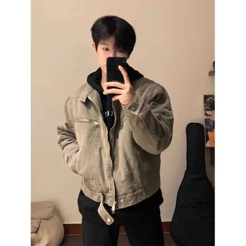 Fashionable and loose mens bicycle jacket high-end feeling pilot PU leather vest fashionable streetwear from the United States/European Union W241111