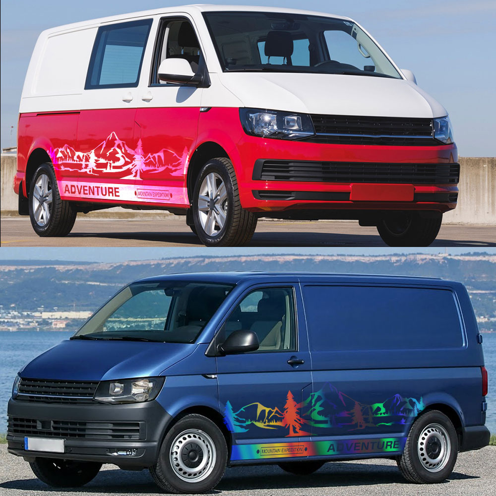 4Pcs/Lot Car Stickers Motorhome Camper Van For Volkswagen VW Transporter T4 T5 T6 Multivan Caravelle DIY Decals Accessories