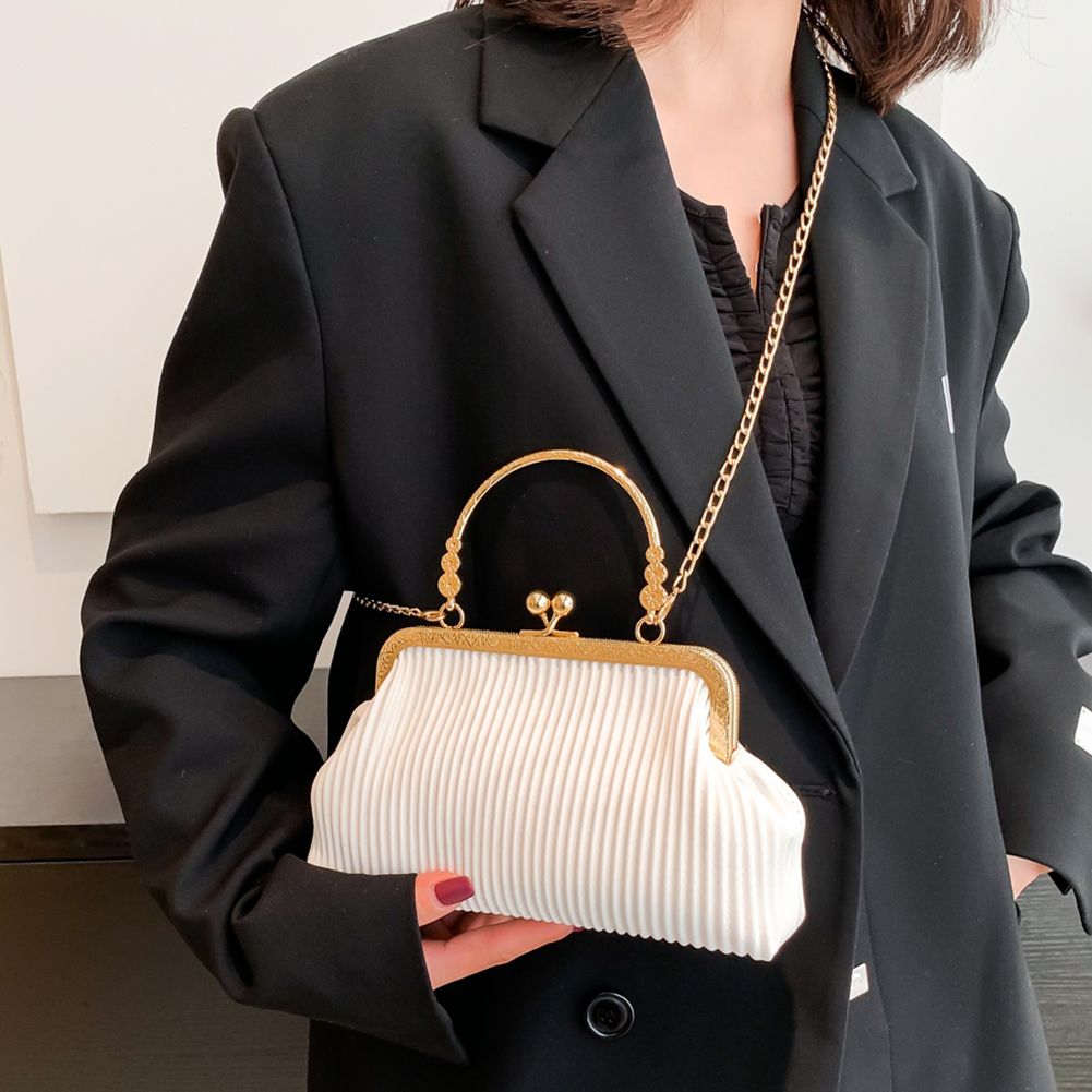 Chain Ladies Messenger Bag Fashion Shoulder Bag Simple Elegant PU Leather Casual Exquisite Soft Metal Buckle for Wedding Banquet