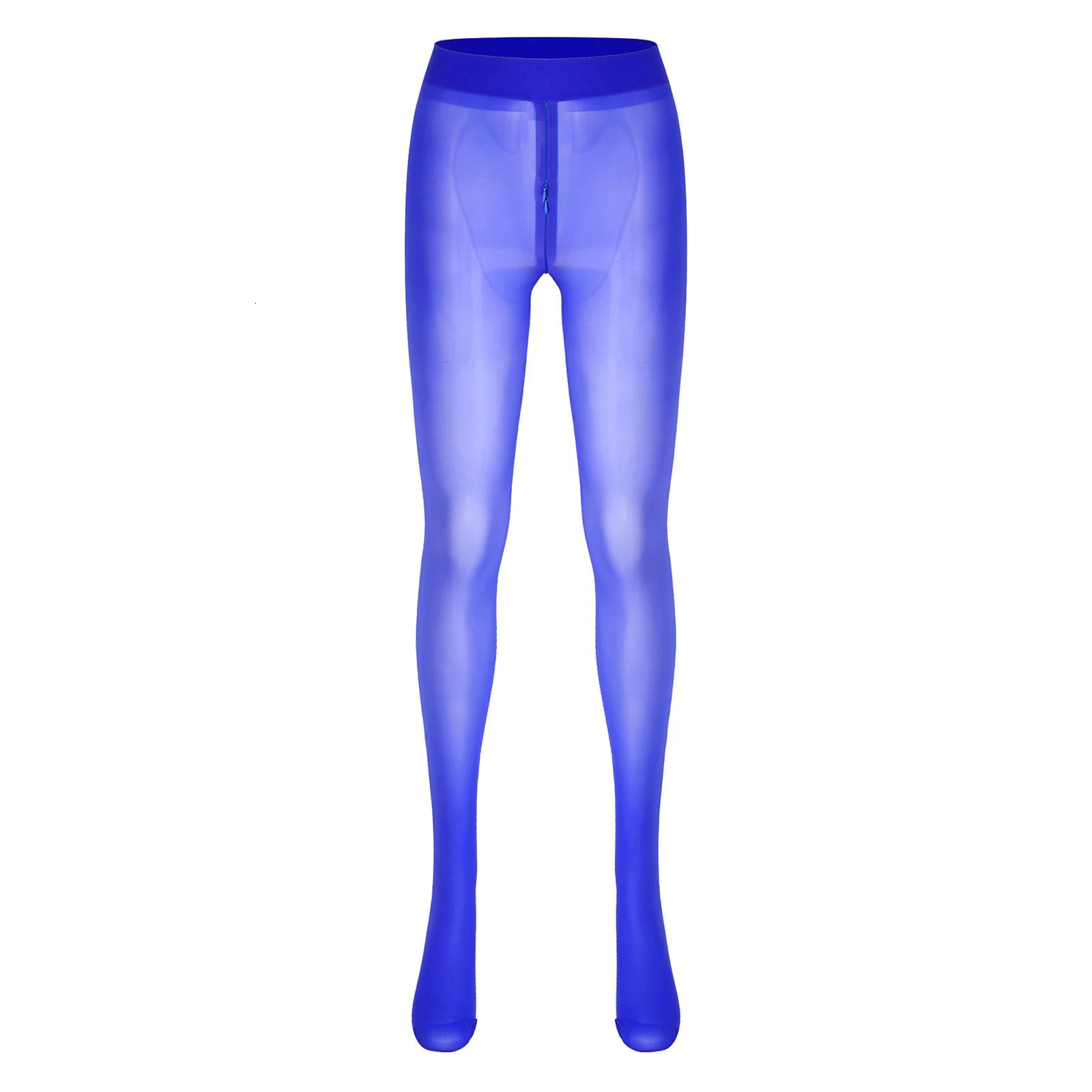 Sexy Womens Zipper Open Crotch Tights See-through Stretchy Pantyhose Sheer Solid Color Smooth Crotchless Leggings Underwear 240401