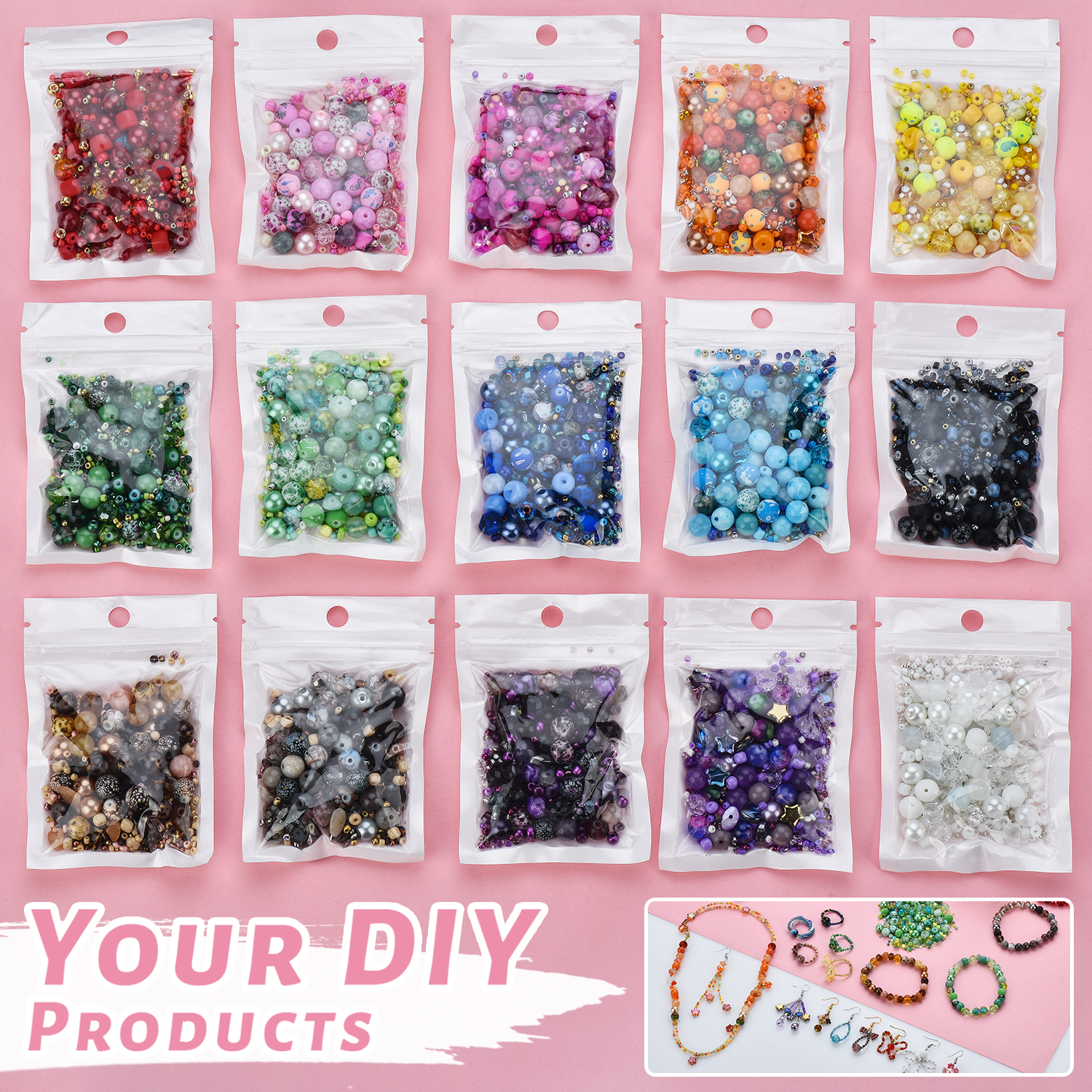 15Colors 8mm Austria Crystal Glass Loose Round Beads Seedbeads for Kids Jewelry DIY Making Kit Bracelets Accessorie Needlewrok