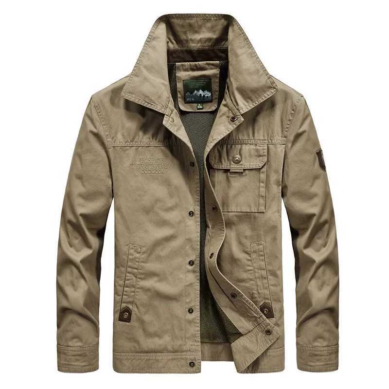 Bomber jacket tactical jacket mens autumn spring Plus size outdoor pilot cargo jacket mens trend jacket W241111