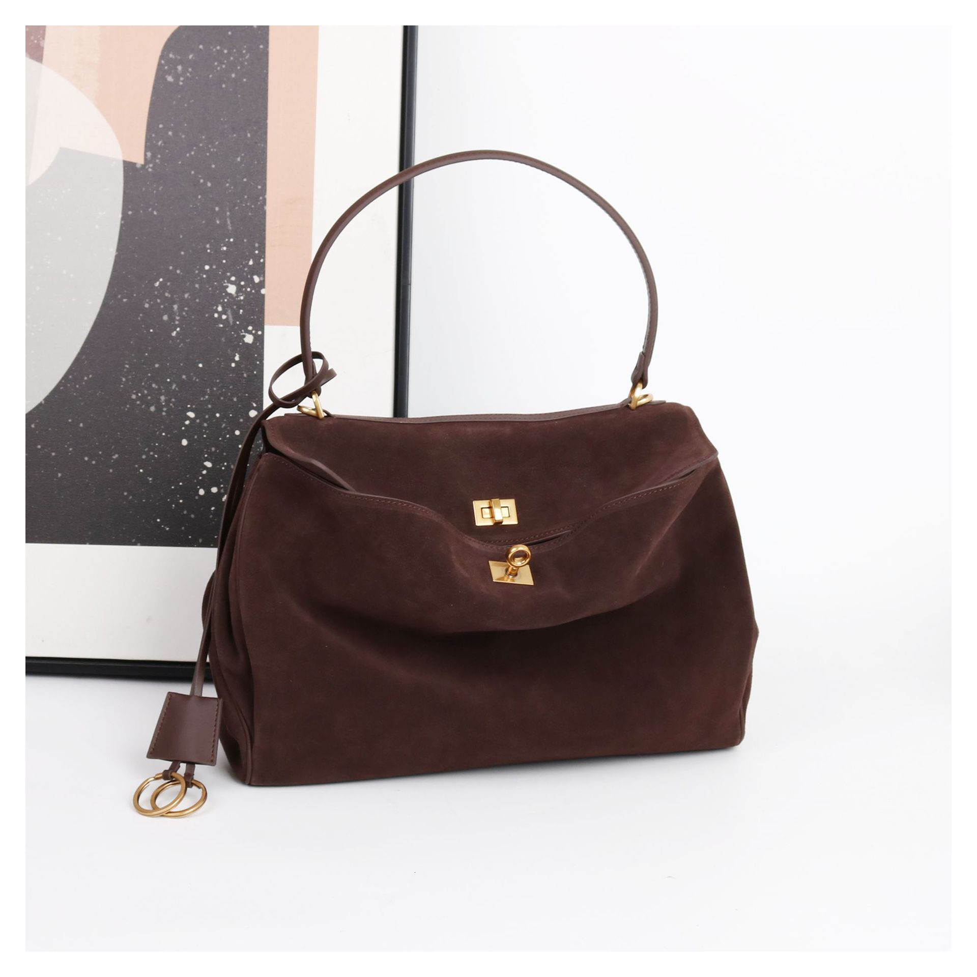 Exact Replicas Bags Brands Boston Suede Shoulder Bag For Women Brown Fashion Female Real Leather Buckle Handbags Zipper Style
