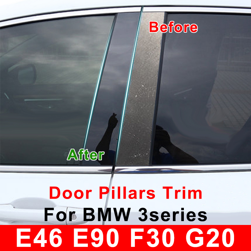 Glossy Car Window B-Pillar Trim Sticker For BMW F30 E46 E90 G20 330i 318i 325i 320i 328i Door Pillars Post Wrap Film Accessories