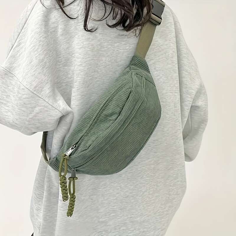 Fashion Corduroy Minimalist Chest Crossbody Bag, Casual Style Fancy Pack bum bag fanny pack for Outdoor Travel And Sports .