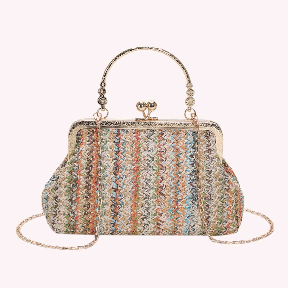 Women Fashion Crossbody Bag Colourful Ladies Hobo Bag Straw Girl High-quality Large Bag Casual Hasp for Summer Beach Vacation