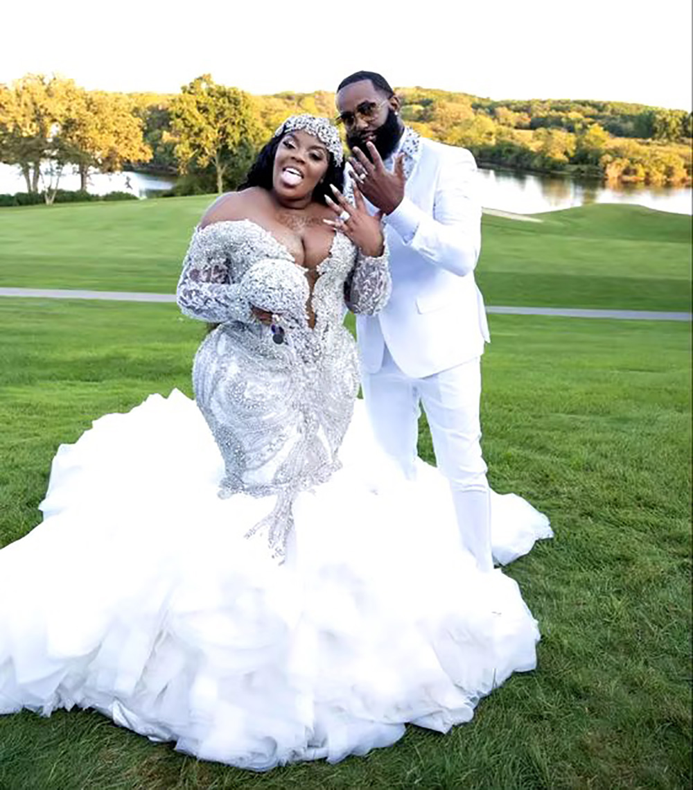 Sophisticated Plus Size Crystal Embellished Black Mermaid Wedding Dress for Royalty-Inspired Ceremonies