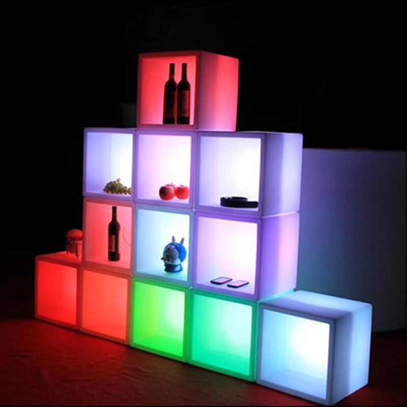 Portable LED Luminous Wine Bar Cabinet Light Up Display Case Waterproof Plastic Beer Champagne Bucket Ice Cube Storage Container