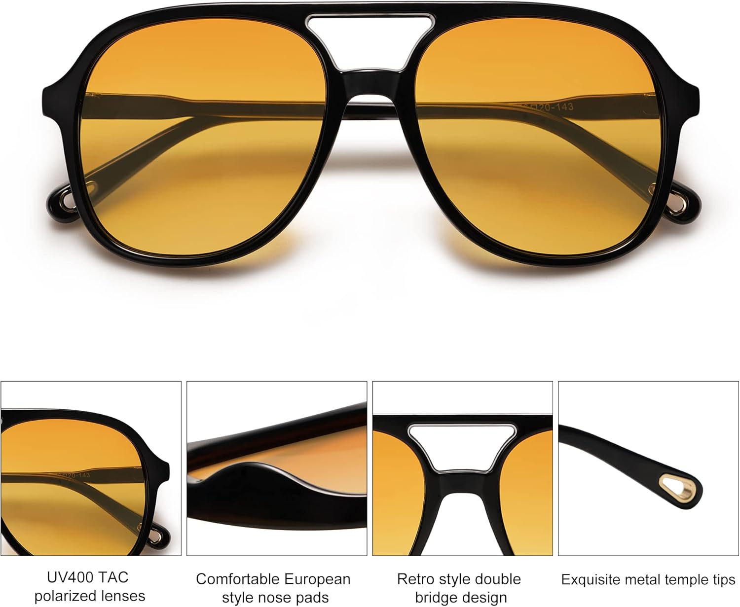 Retro Polarized Aviator Sunglasses for Women Men Classic 70s Vintage Trendy Square Aviators