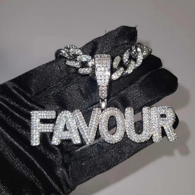 Custom Name Necklaces With 12 MM Cuban Chain Personalized Word Pendants Hip Hop Jewelry Drop 241108