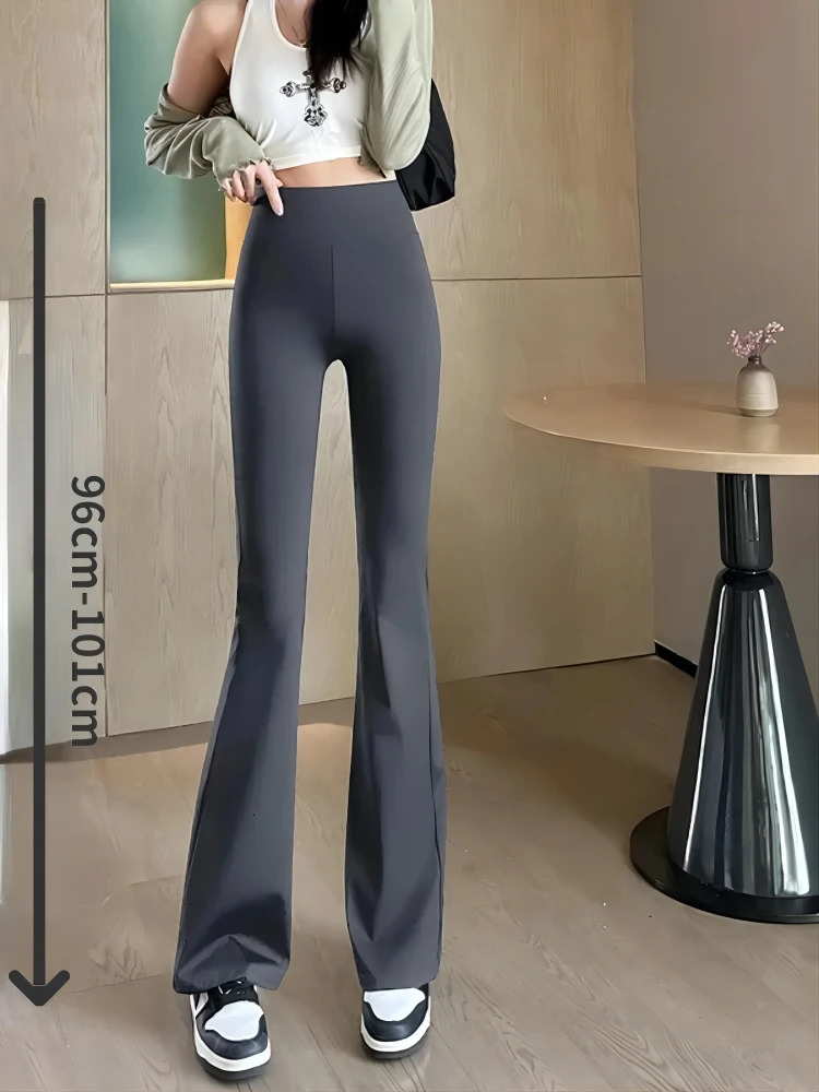 Womens Pants Slim Bellbottoms High Waist Jeans Autumer Winter Warm Thickened Korean Fashion Y2k Casual Leggings Plush 241108