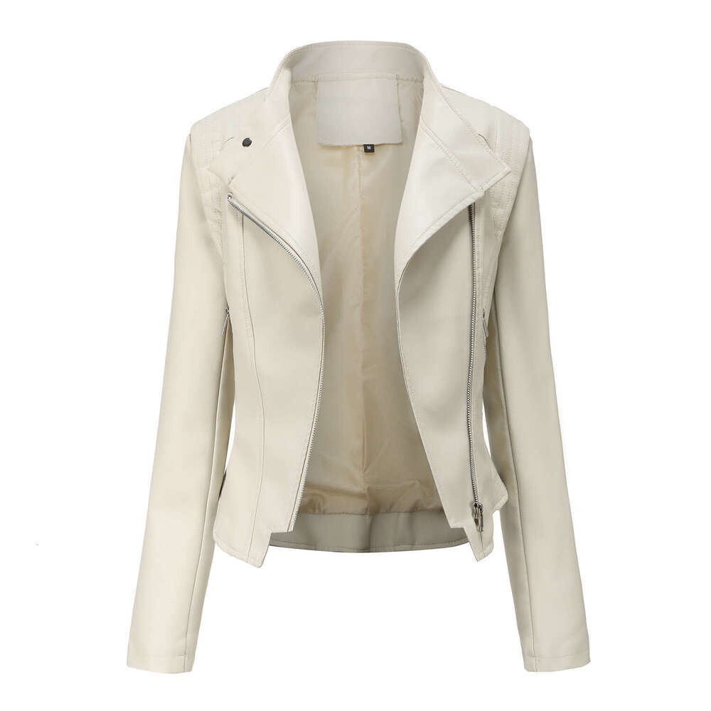 shanshi leather jacket women new PU lapel slim fit leather spring and autumn thin long sleeved short women's jacket