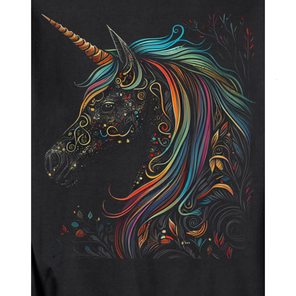 Long Sleeve Shirts for Men sweatshirt Colorful Unicorn with Horn and a Rainbow Graphic Tees Sweatshirt T shirt Tee Streetwear Casual tops clothes