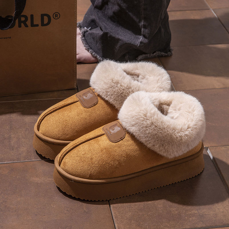 Thick Soled Woolen Cotton Slippers Bag With Women's 2025 Designer Winter New Style For Outerwear With Plush Insulation And Anti Slip Women's