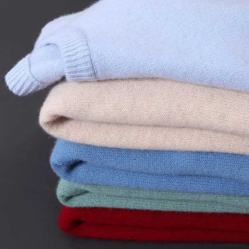High Quality Wool sweater mens autumn and winter mink cashmere sweater solid color R-grain knitted skydiving oversized loose casual base T241111