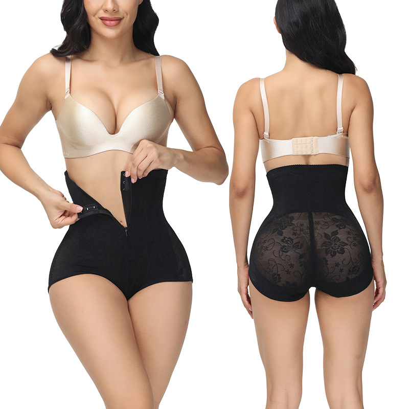 GUUDIA Hook Zipper Tummy Control Panties High Waisted Butt Lifting Mesh Sexy Butt Lift 5XL Underwear Waist Cincher Lace Jacquard