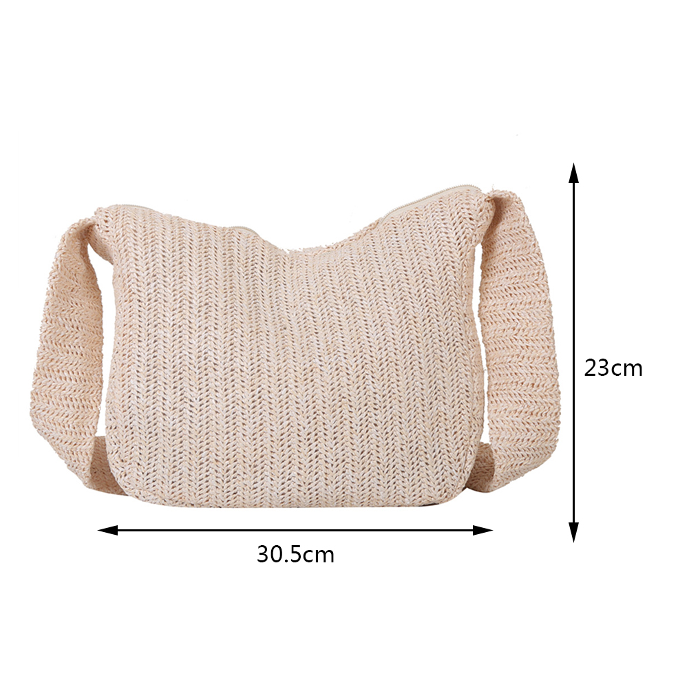 Summer Hand-Woven Handbags Handmade Ladies Woven Bag Fashion Casual Simple Portable Solid Color Elegant for Seaside Holiday