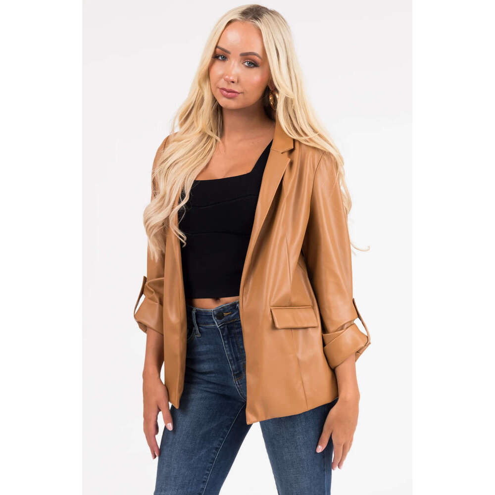 shanshi leather jacket women Leather autumn/winter new loose fashionable leather jacket women's coat suit