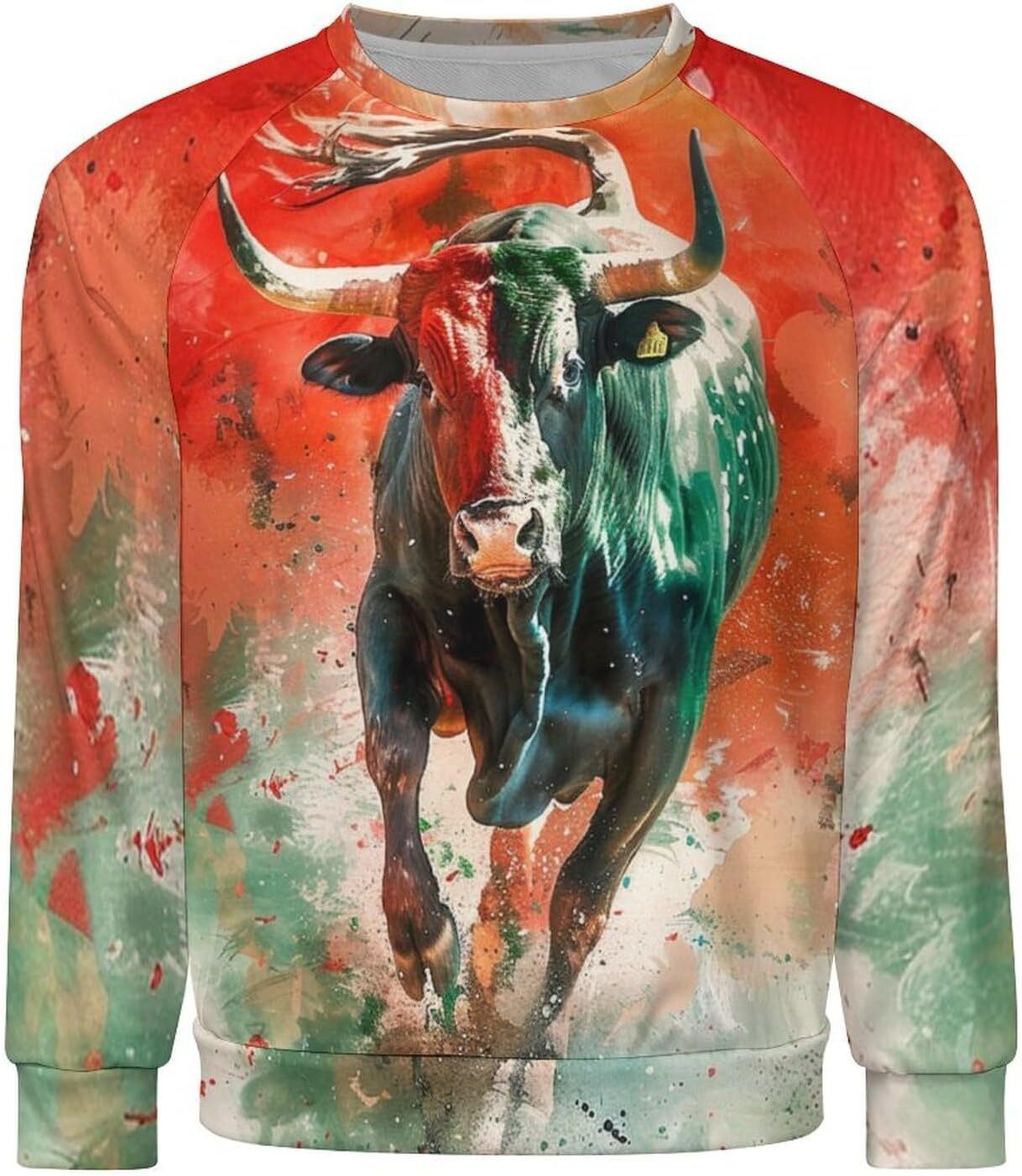 Long Sleeve Shirts for Men sweatshirt Novelty Bullfighting Pullover Funny Bull Riding Graphic Sweatshirts T shirt Tee Streetwear Casual tops clothes