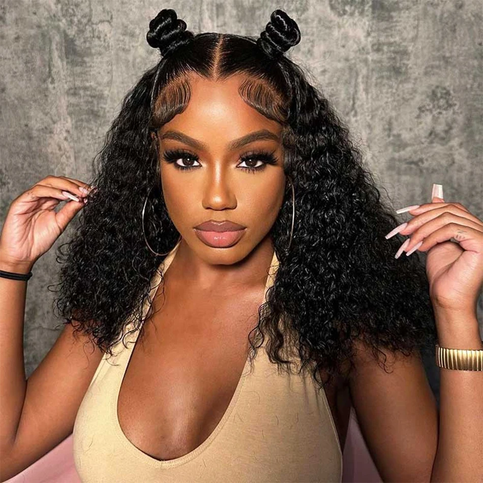 Wear and Go Glueless Wigs Human Hair Pre Plucked Pre Cut Water Wave Bob Wig brazilian Hair Wigs 180% Density 5x5 Hd Lace Closure Wigs full hd Curly Wi