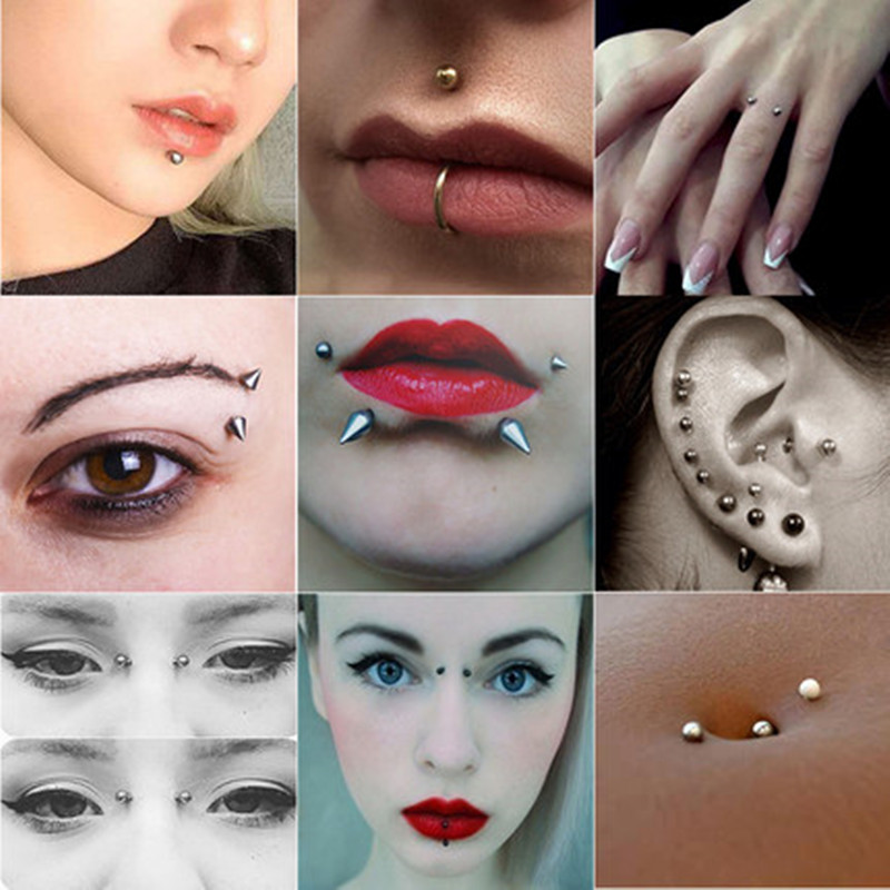 10pcs Stainless Steel Replacement For Lip Studs Labret Earrings Piercing Jewelry Septum Rings Externally Threaded Plastic Balls
