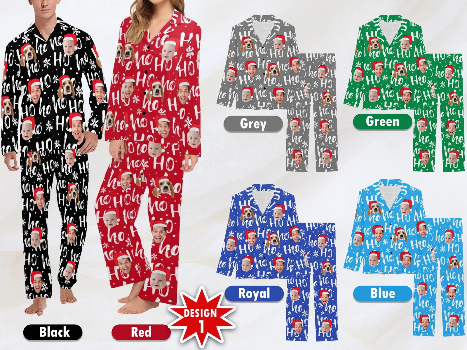 Custom Face Christmas Couple Pajama Pants Holiday Family Party Funny Gifts For WomenMen Sweatshirts 241111