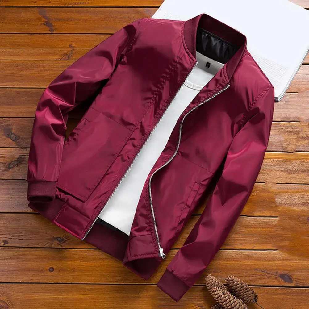 Casual mens jacket with thin and comfortable soft zipper design mens bomber jacket bomber jacket easy to match W241111