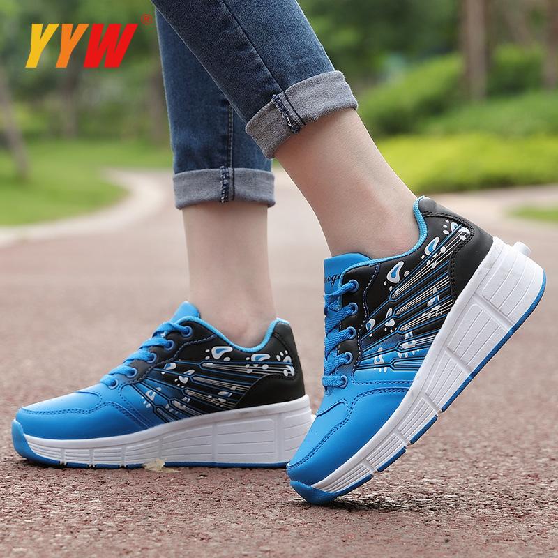 Children Junior Roller Skate Shoes Kids Pink Sneakers With Two 2021 Boys Girls Wheels Shoes Adult Casual Boys Shoes Eur 31-42