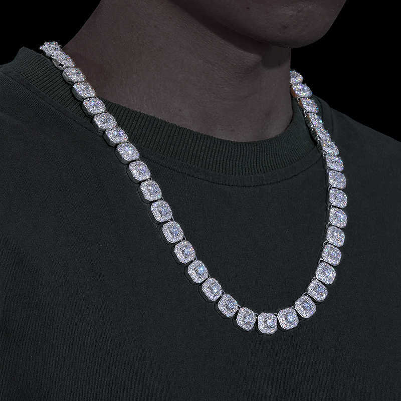 Dropshipping Cadena Fine Jewelry 10mm Sterg Sier VVS Moissanite Dia Iced Out Tennis Chain Necklace For Men Women