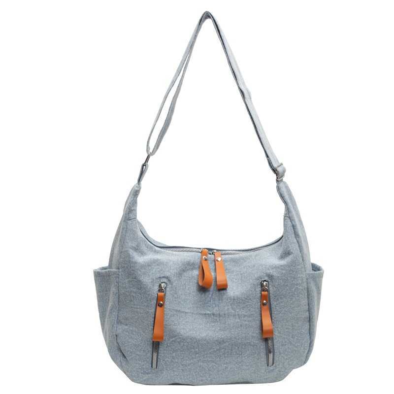 Fashionable denim dumpling bag western-style, autumn winter commuting crossbody bag, campus single shoulder tote bag 241115