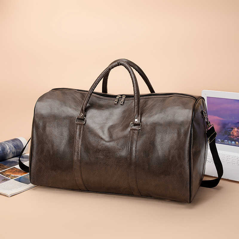 Hand Luggage Bag for Men Large Capacity Fitness Travel Bag Textured Pu Korean Version Business Travel Fashion Crossbody Bag for Women