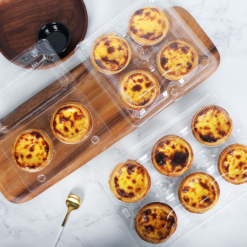 Eco-Friendly Translucent Egg Tart Storage Bins with Vacuum Seal Technology for Individual Pieces (2-4-6 Options)