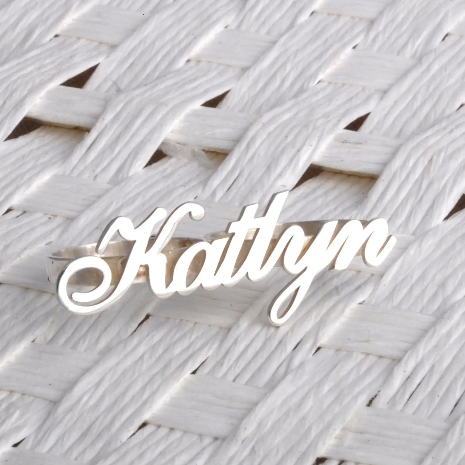 Customized Name Ring Personalized Stainless Steel Custom Nameplate Two Finger Ring Fashion Jewelry For WomenMen 241108