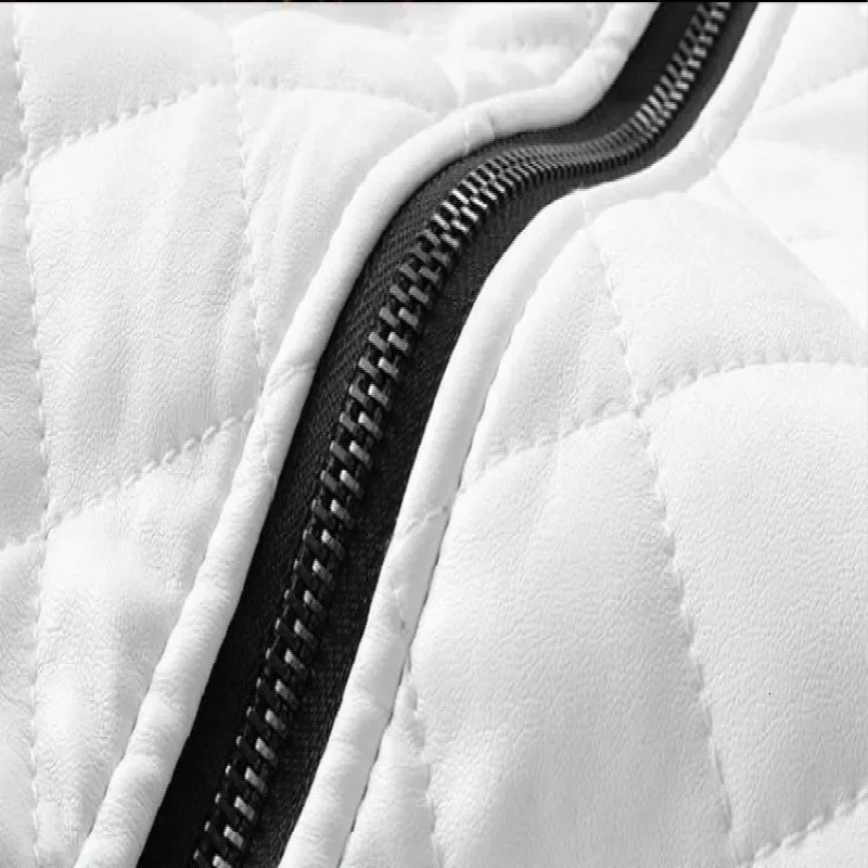 2023 Men Casual High Quality Classic Motorcycle Thick Pu Coat Winter Black White Stitching Contrast Leather Jacket 241108