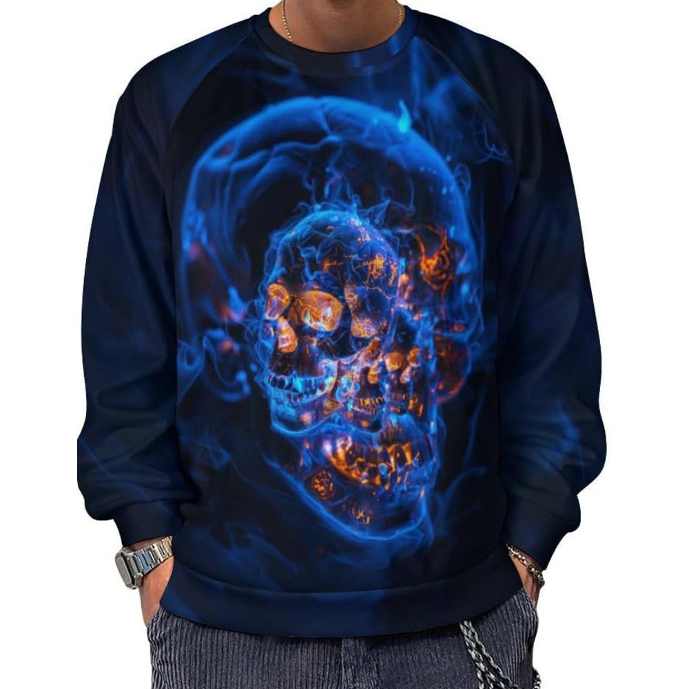 Long Sleeve Shirts for Men sweatshirt Novelty Cool Skull Pullover Funny Fashion Graphic Sweatshirts T shirt Tee Streetwear Casual tops clothes