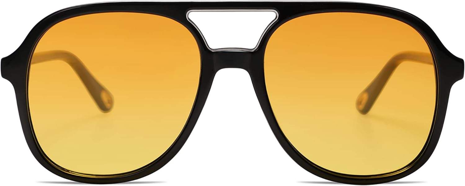 Retro Polarized Aviator Sunglasses for Women Men Classic 70s Vintage Trendy Square Aviators