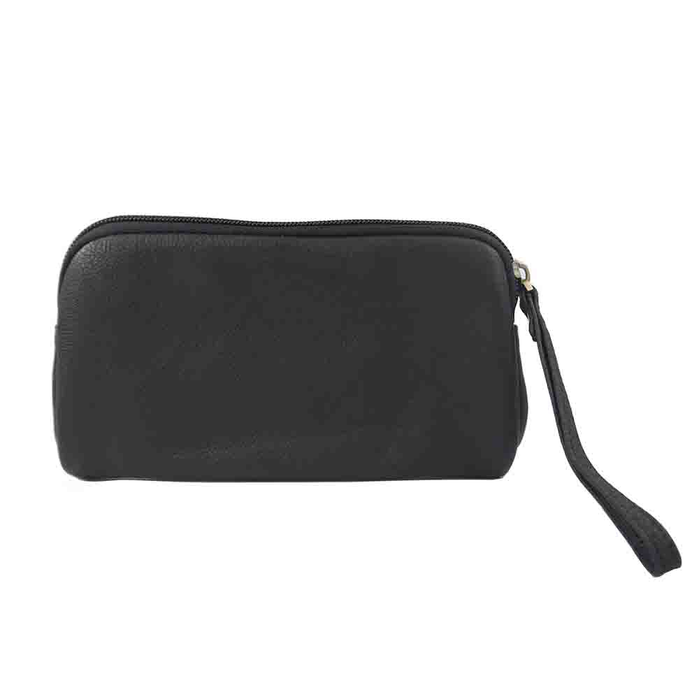 Leisure Cowhide Women Clutch Bag Personalize Letters Genuine Leather Female Wristlet Purse Bag Vintage Pencil Makeup Zip Pouch