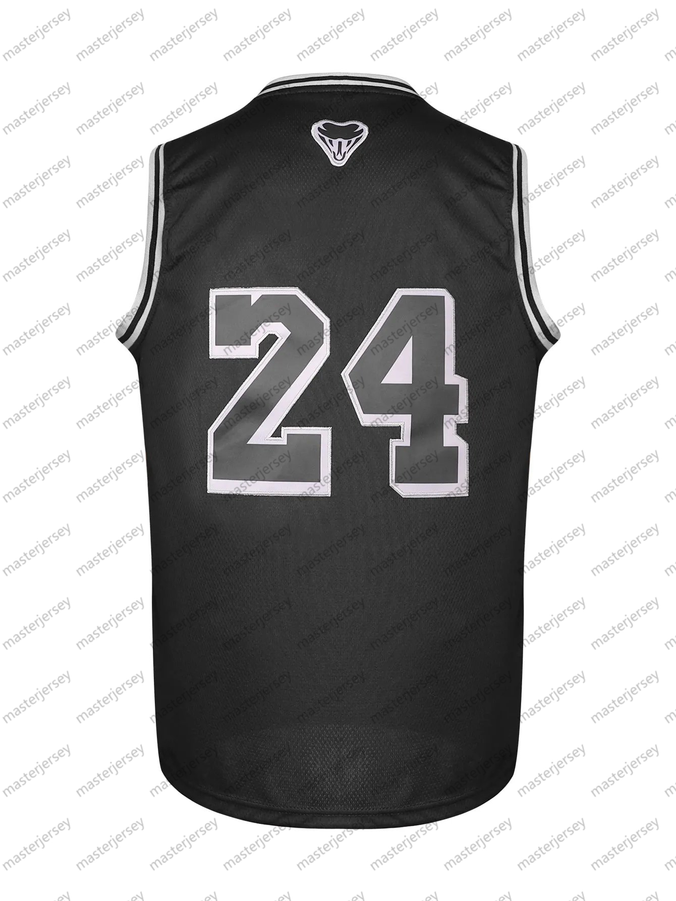 #24 Men's Basketball Jersey Black Sweatshirt - Embroidered Movie Mesh Letters & Numbers, Crew Neck Sleeveless Training Vest, Loose Fit Athletic T
