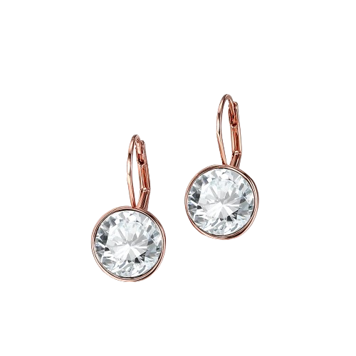 Silver Color Bella Stud Earrings For Women White Crystal From Austrian Fashion Earrings Wedding Office Jewelry Gift New